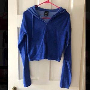 iets frans blue velour quarter zip NWOT